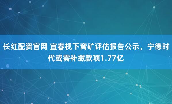 长红配资官网 宜春枧下窝矿评估报告公示，宁德时代或需补缴款项1.77亿